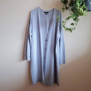Ann Taylor XXL Long light blue buttoned cardigan